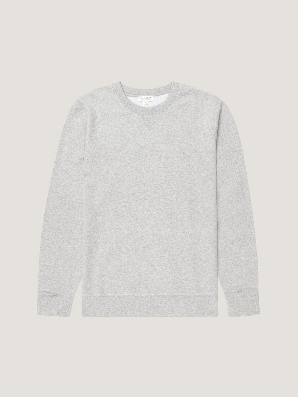 Sunspel Grey Melange Loopback Crewneck Sweatshirt